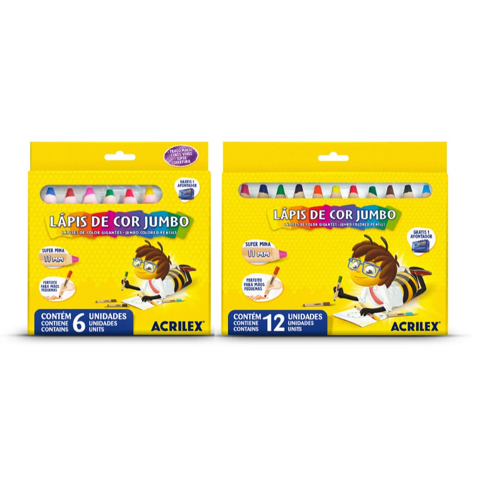 Lápis De Cor Jumbo 6 ou 12 Cores - Acrilex