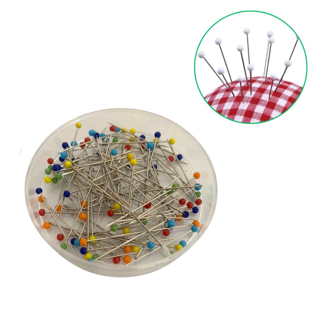 Alfinete Cabeça de Vidro Colorido 100 Unidades