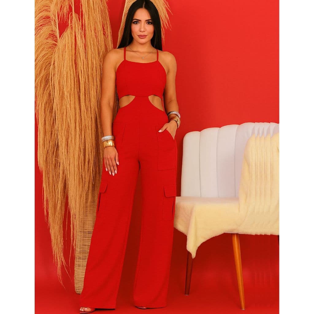 Macacão Feminino Cargo Alcinha Amarração