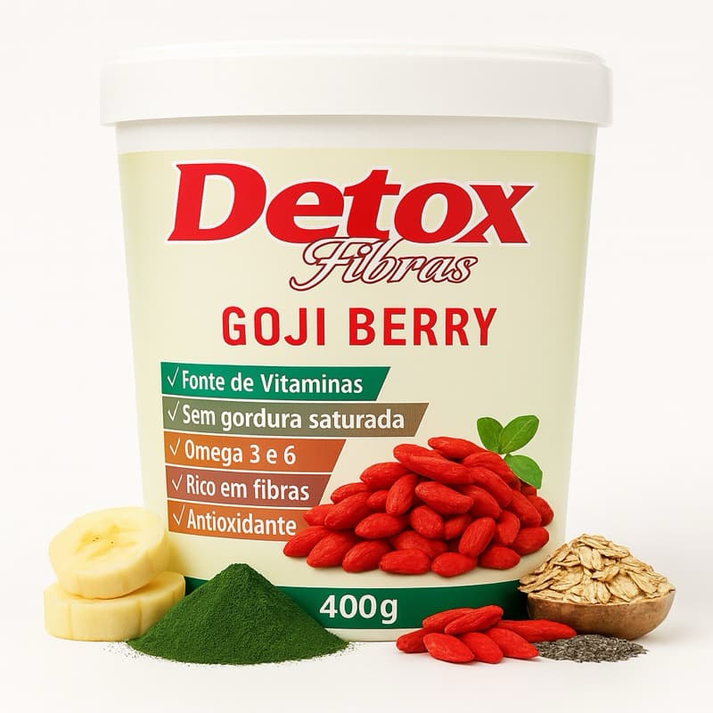 Detox Fibras Goji Berry 400g | Suplemento em Pó | Rico em Fibras e Antioxidantes | Pronta Entrega