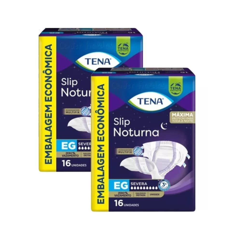 Kit 2ptes Fralda TENA SLIP NOTURNA EG 16un - Total 32un