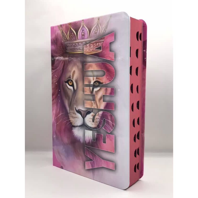 Bíblia Sagrada Tamanho Grande com Harpa Palavras de Jesus em Vermelho Capa Dura Yeshua Rosa