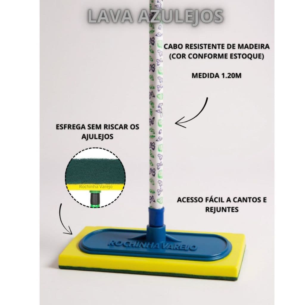 Lava Azulejo (com Cabo) Esfregão Abrasivo Esponja Limpa Piso Lava Azulejo