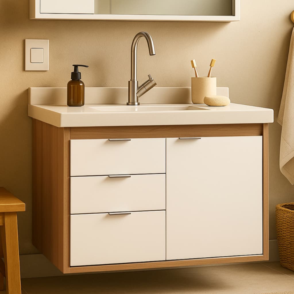 Gabinete Para Banheiro Unik 65cm Com Cuba Suspenso Fimap