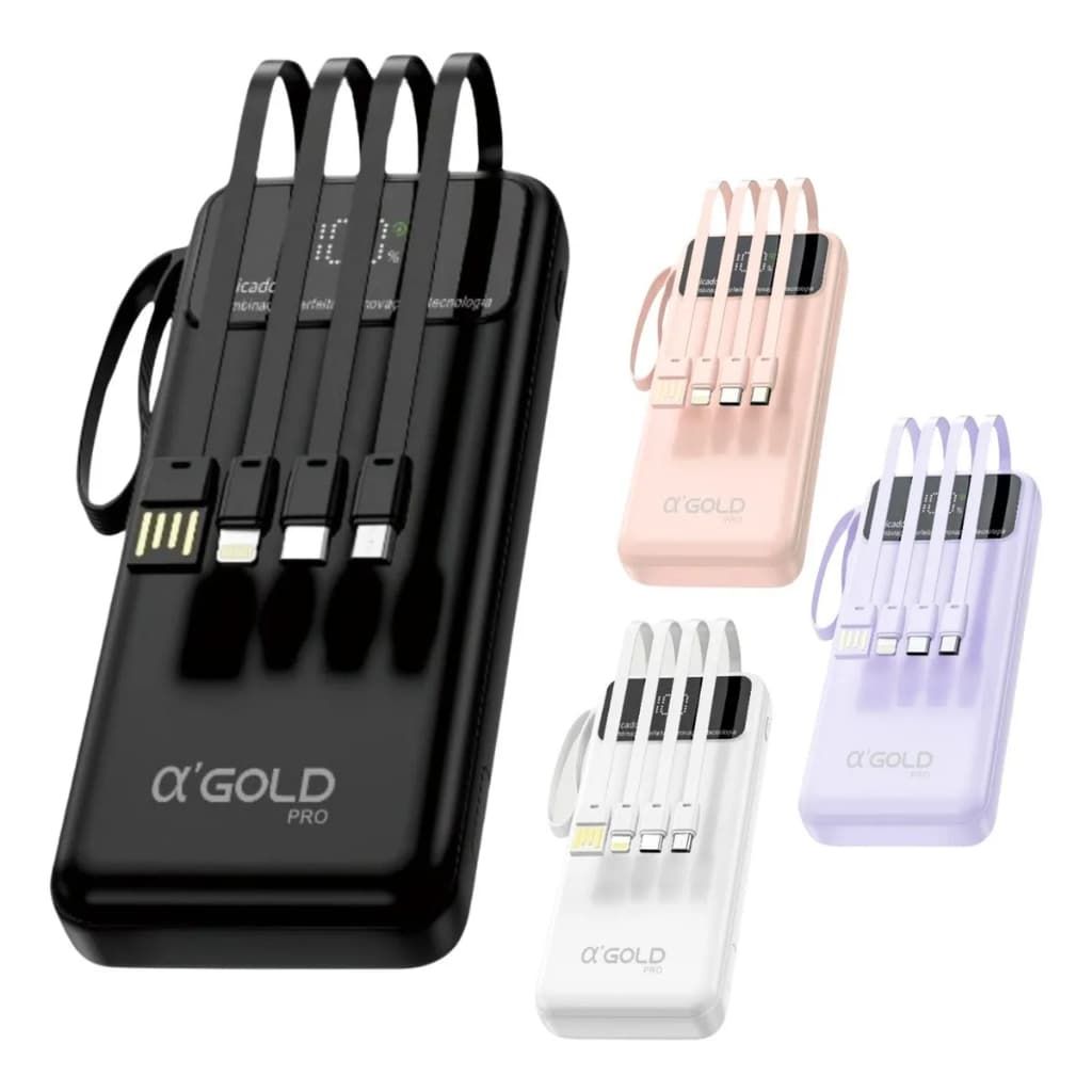Power Bank Agold 10000mAh com Carregamento Rápido e Simultâneo