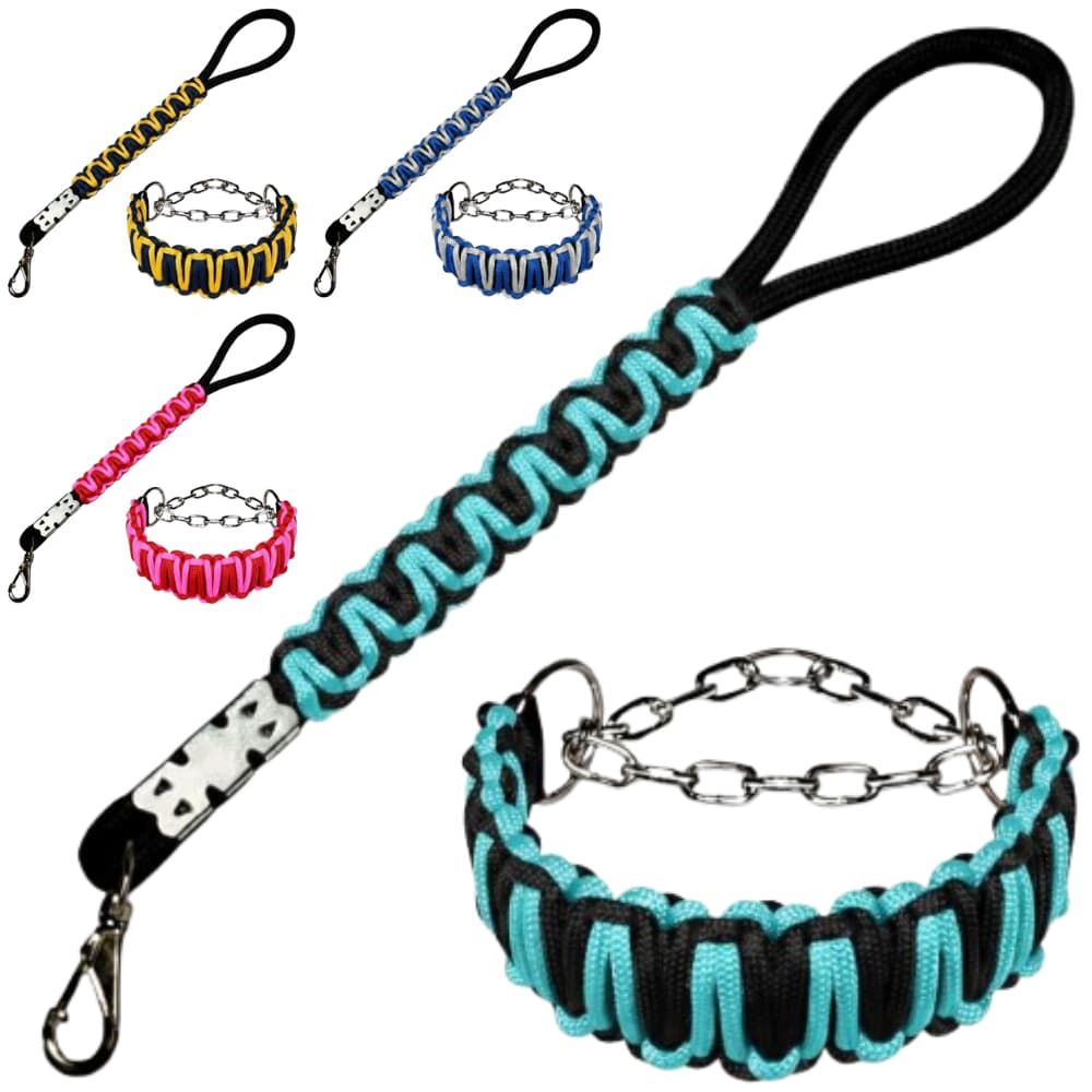 Coleira Enforcador e Guia Artesanal Para Cachorro de Grande Porte Pitbull Pit Monster American Bully