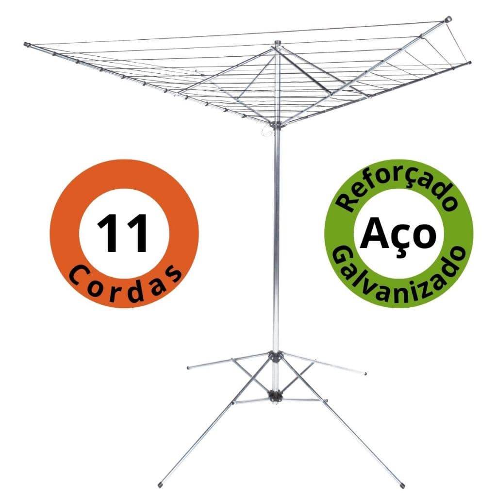 Varal De Chão Giratório 11 Cordas Parabólico Grande