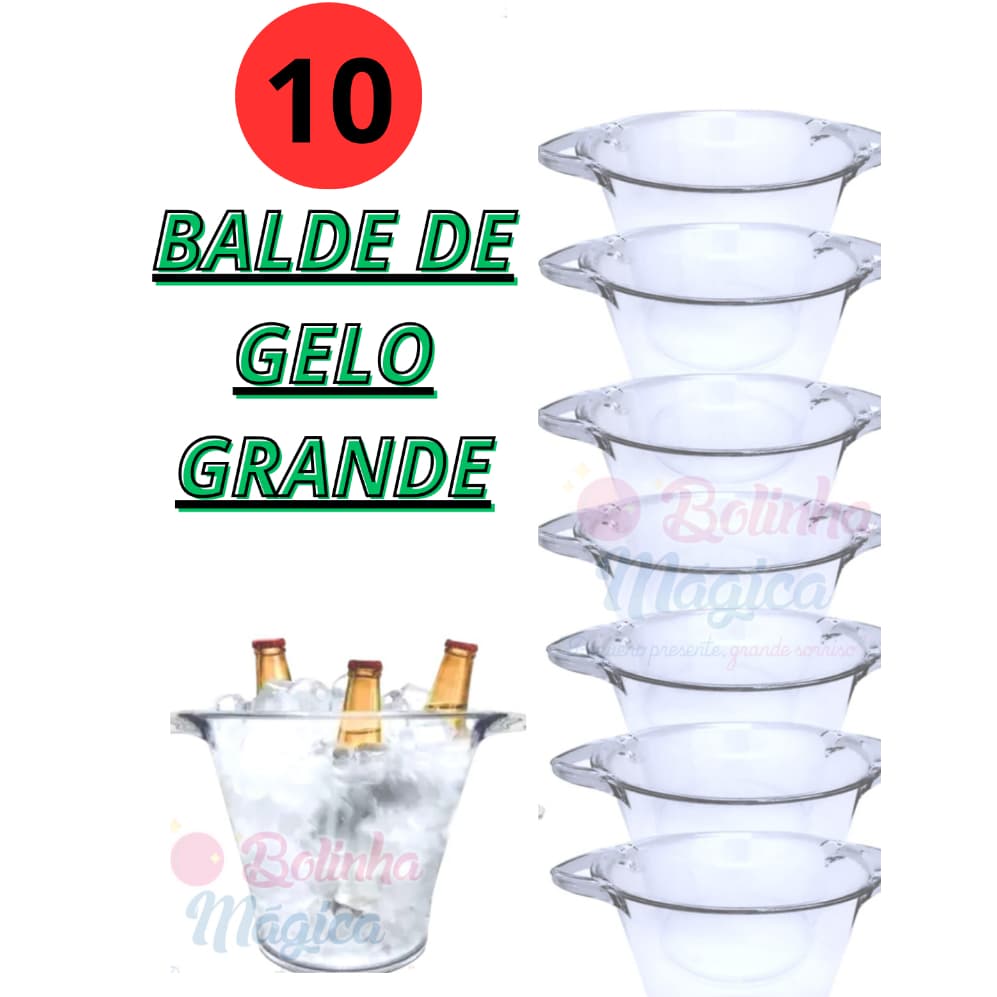 Kit Baldes de Gelo Acrilico Cristal Transparente 4,5L Balde Para Bebidas Kit Festa Casamento Eventos