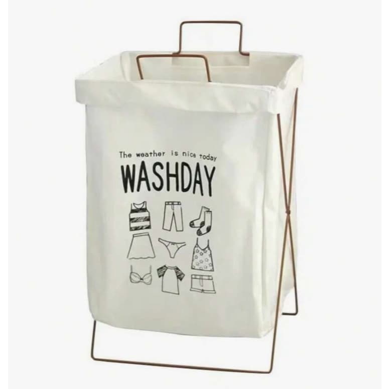 Cesto De Roupa Dobravel Com Suporte Em X Multiuso Organizador Quarto Banheiro Lavanderia SN-11