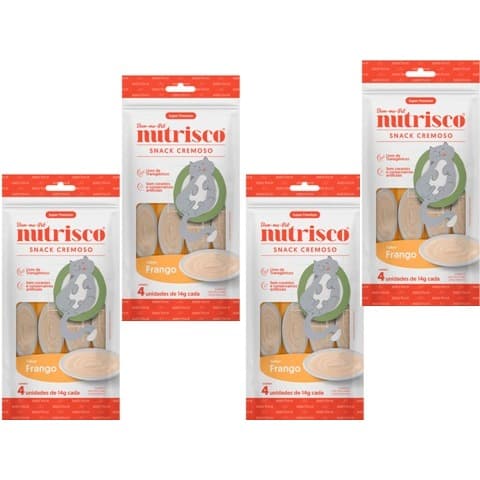 Kit 4 Nutrisco 56g cada Frango para gatos - Como Churu