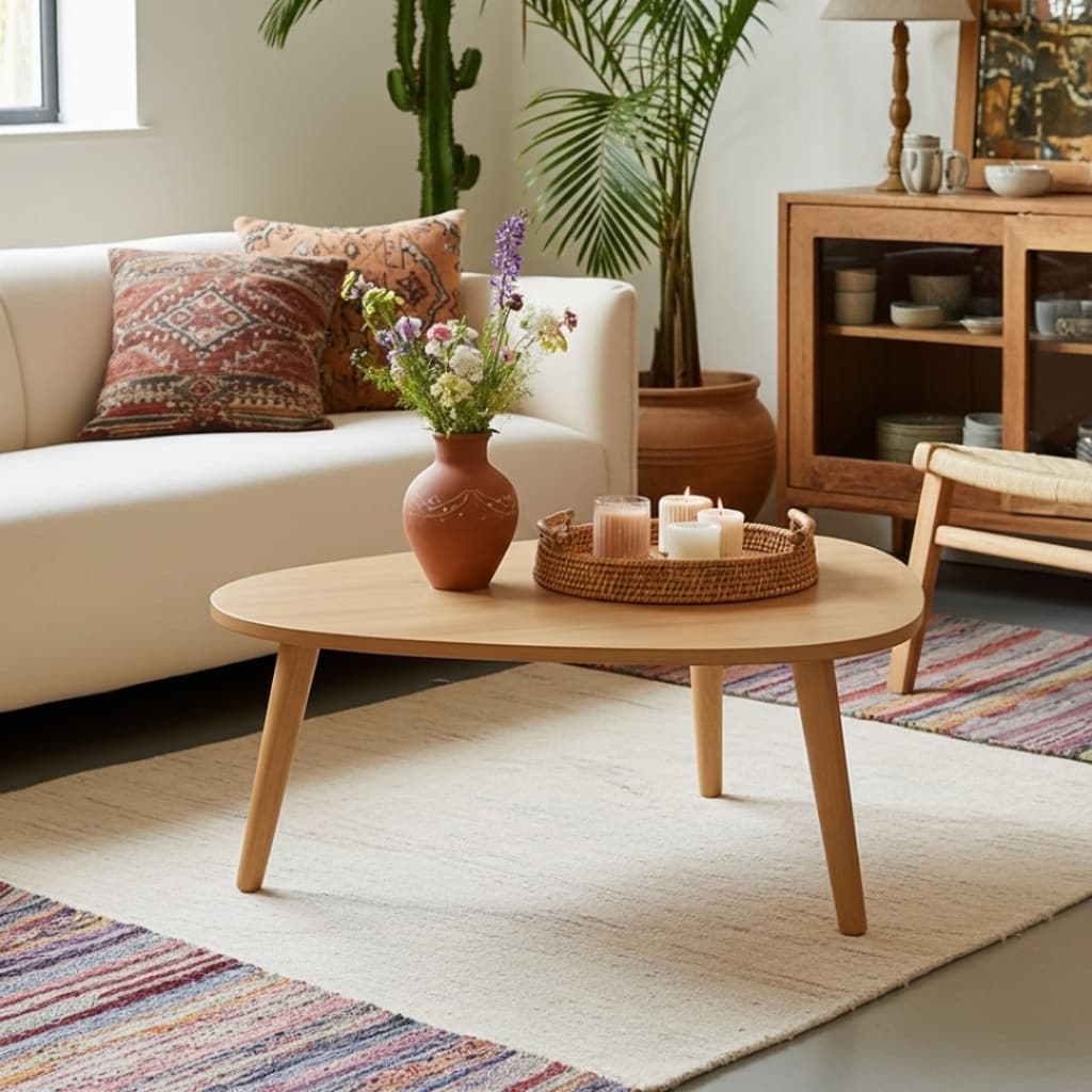 Móvel de Centro Orgânica Moderna Para Sala Pés Madeira