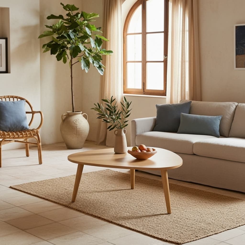 Mesinha Orgânica de Centro Moderna Para Sala Pés Madeira