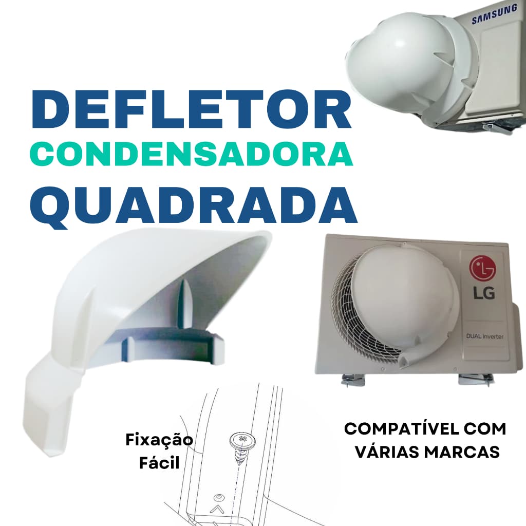 Defletor de ar para condensadora Split Quadrada LG Samsung Midea TCL Gree Electrolux Hitachi