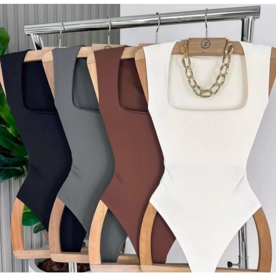 Body Collant Feminino Regata Blusa Decote Quadrado Com Forro Estilo Blogueira suplex premium