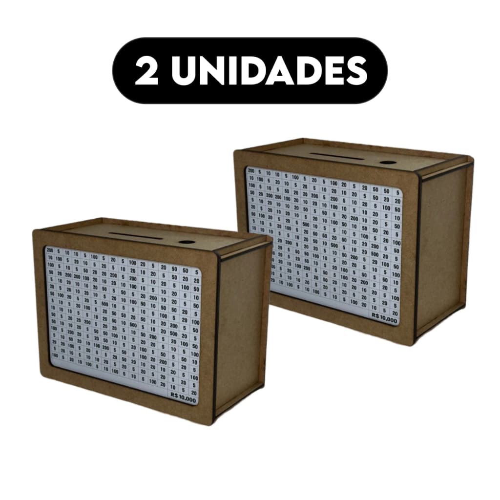 Kit 2 Cofres Woodbox MDF Desafio Japones 1000 5000 10000