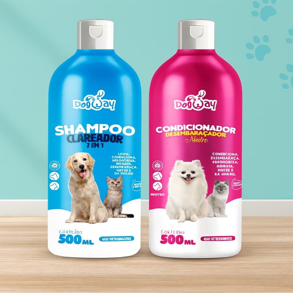 Kit  Shampoo Clareador + Condicionador Desembaraçador Para Cachorros Genial 500ml