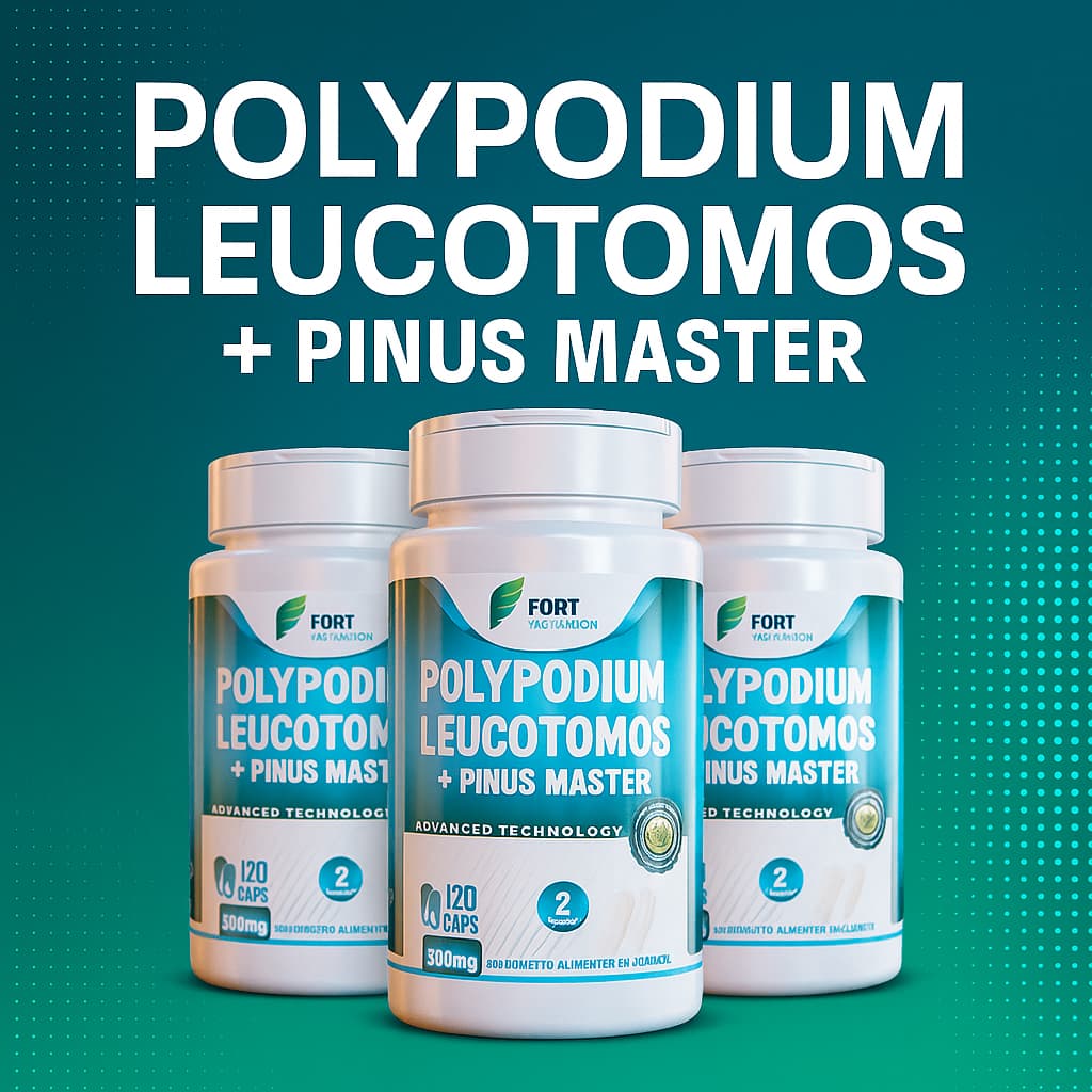 Polypodium Leucotomos + Pinus Master - 120 Cápsulas 500mg  Fort Nutrition | Saúde e Proteção da Pele
