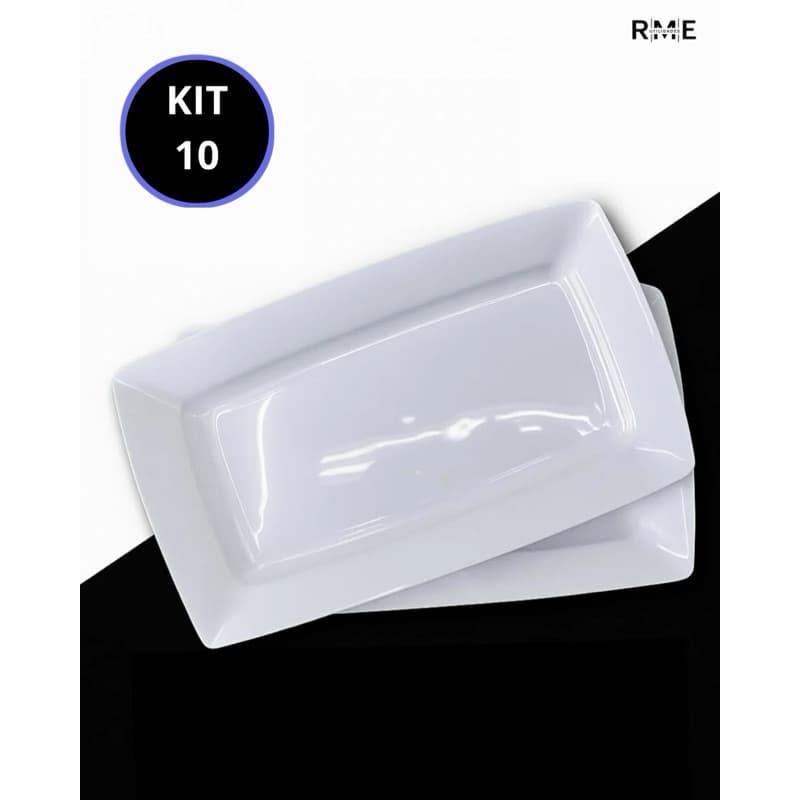 Kit 10 Bandejas Petisqueira Plástico branca Lanches Porções Petisco Festas Lanchonete casa Churrasco