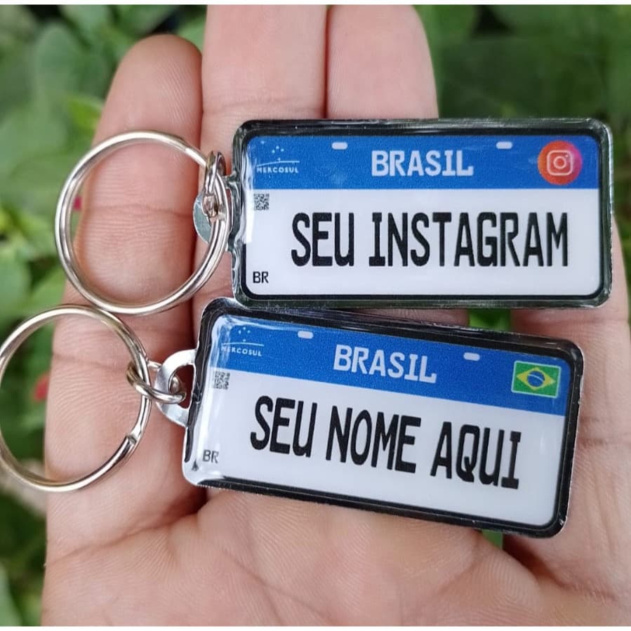 Chaveiro Plaquinha Mercosul Frente e Verso