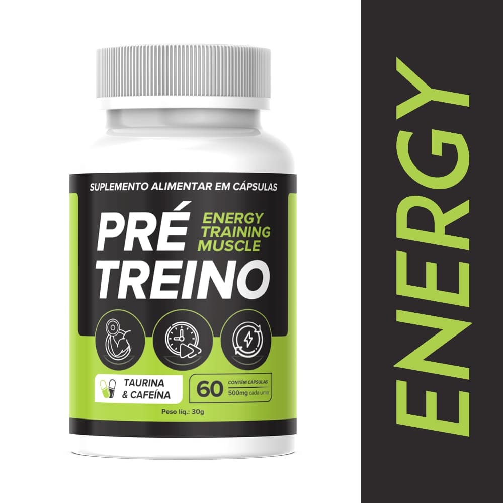 Pré-Treino Suplemento Energia e Disposição Treinos físicos - 60 Caps - Envio Rápido