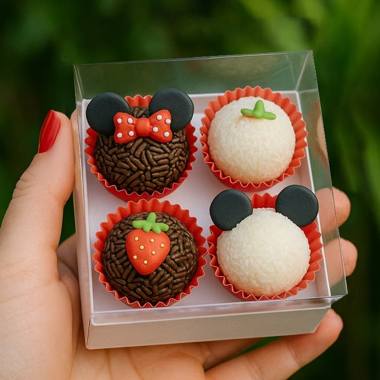 Caixa para 4 Doces Presente Brigadeiro Forminha n4 e n5 Lembrancinha Kit 10~20