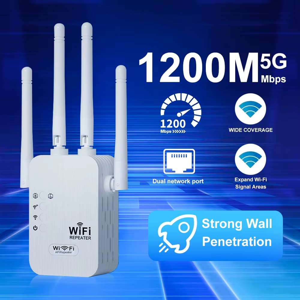 Repetidor WiFi 1200Mbps 2.4G, Extensor de Sinal USB, Amplificador de Rede Sem Fio Longo Alcance -G8