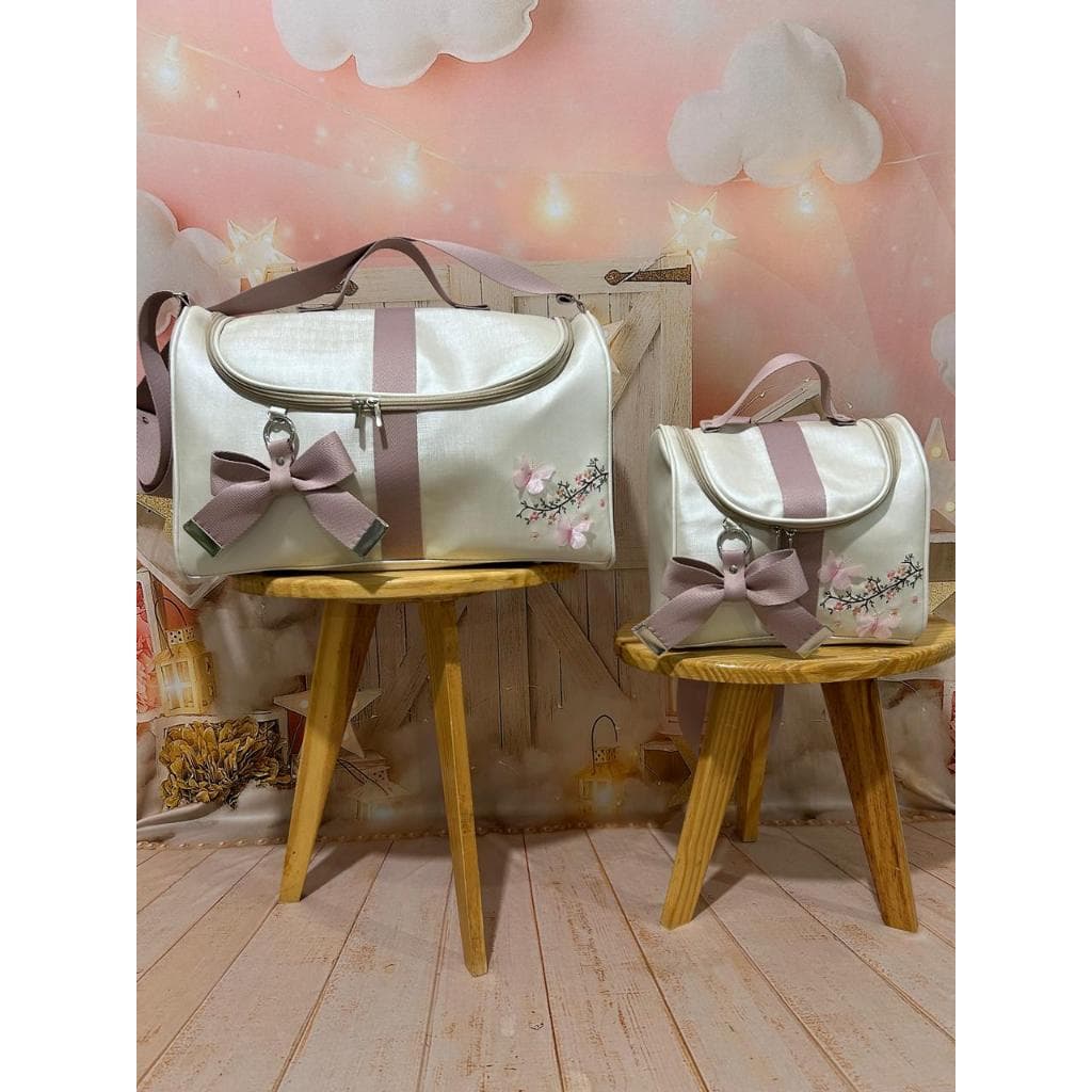 bolsa baú maternidade tamanho (G) e frasqueira baú multiuso (M)