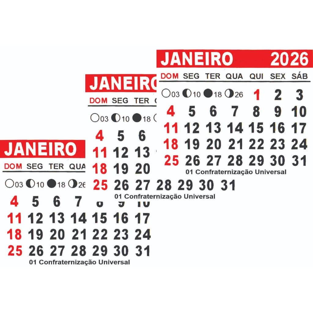 Mini Calendário 2026 com 75 un. Bloquinho para Ímã de Geladeira, Lembrancinha