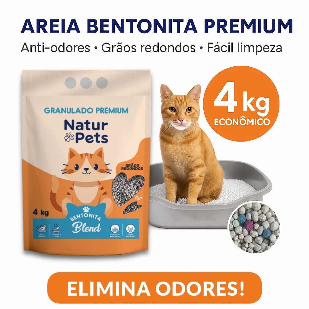 Areia Higiênica Para Gatos - Anti-odor - Bentonita Esferica - 4 kg