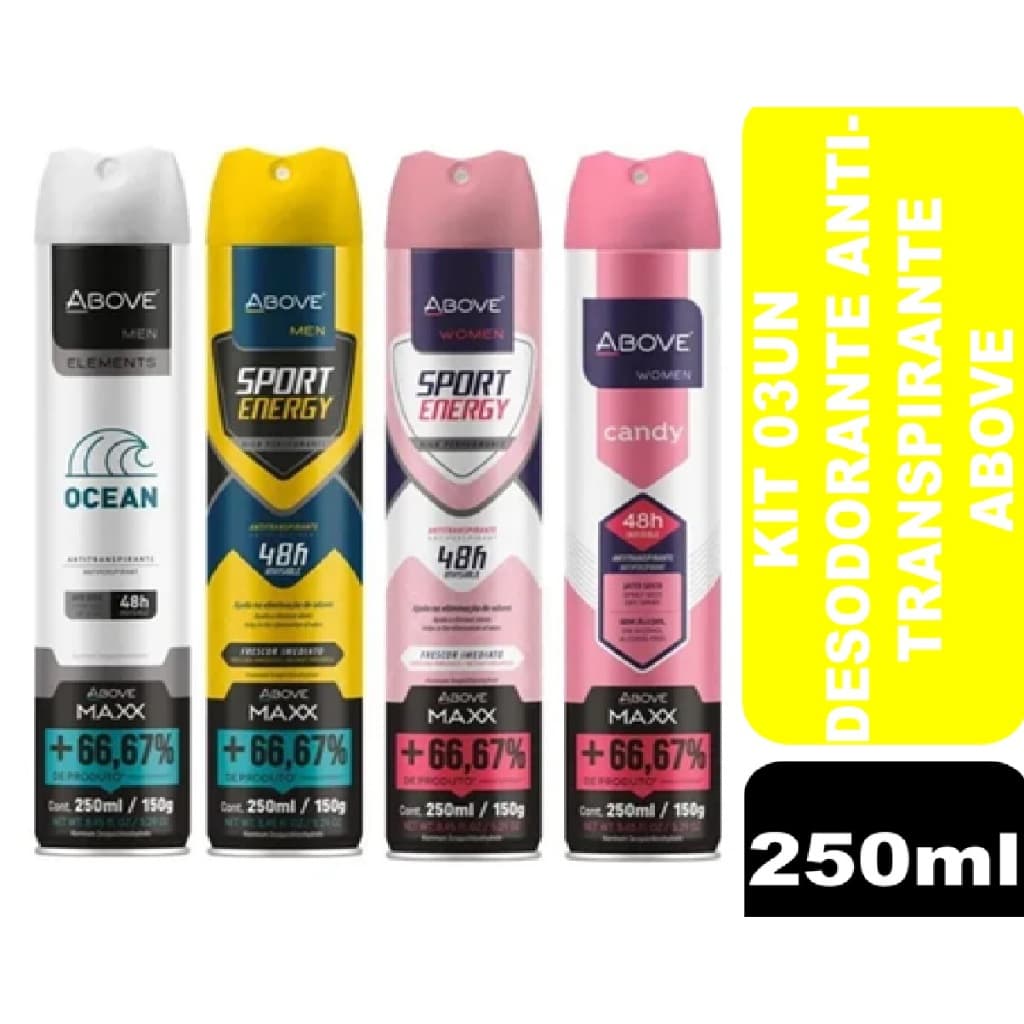 Kit 03un Desodorante Aerosol Antitranspirante Above 250ml