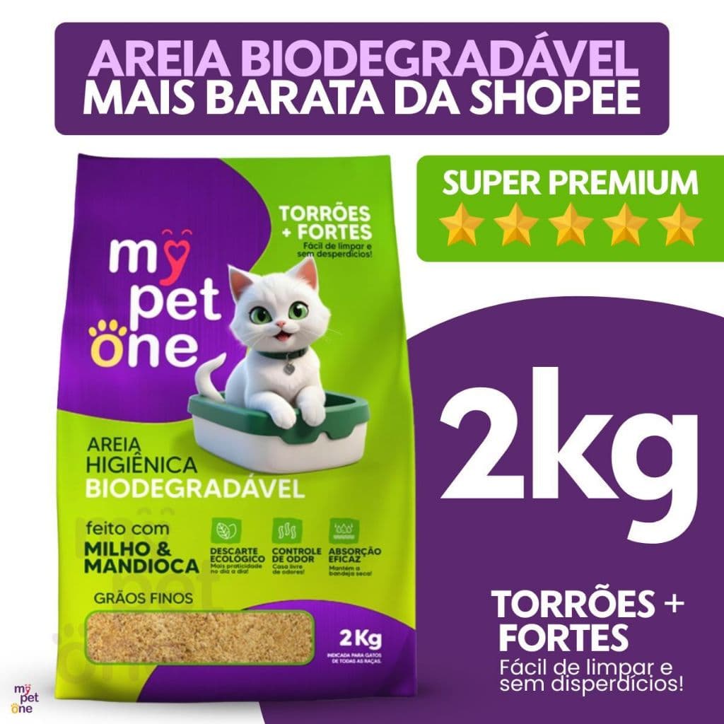 Areia Biodegradável Bio Gold Fina MyPetOne - 2Kg