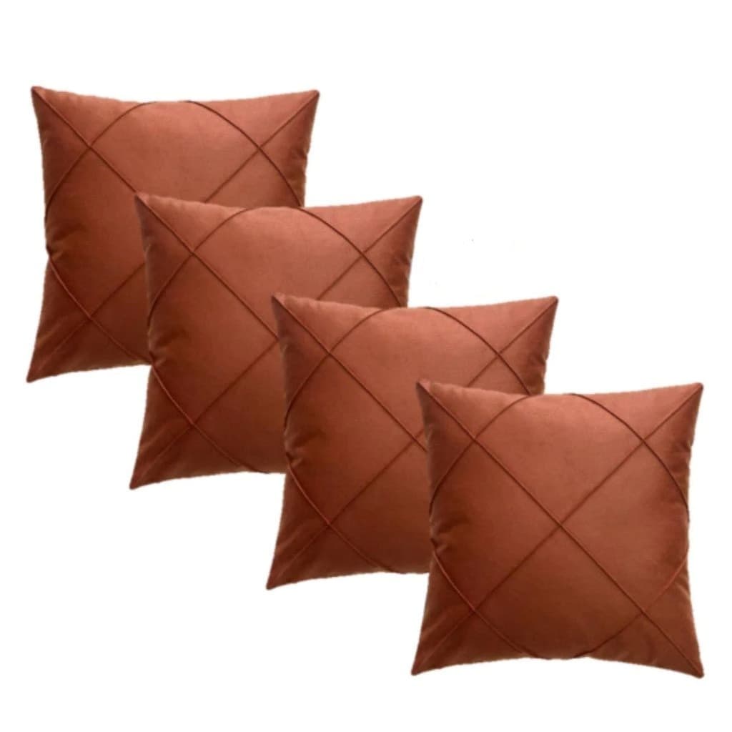 Kit 4 Capas de Almofada Suede Drapeada 45x45cm Decorativas