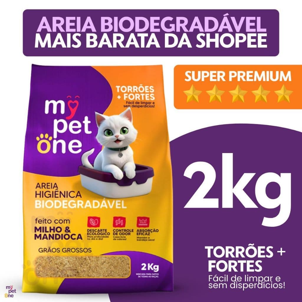 Areia Biodegradável Bio Gold Grossa MyPetOne - 2Kg