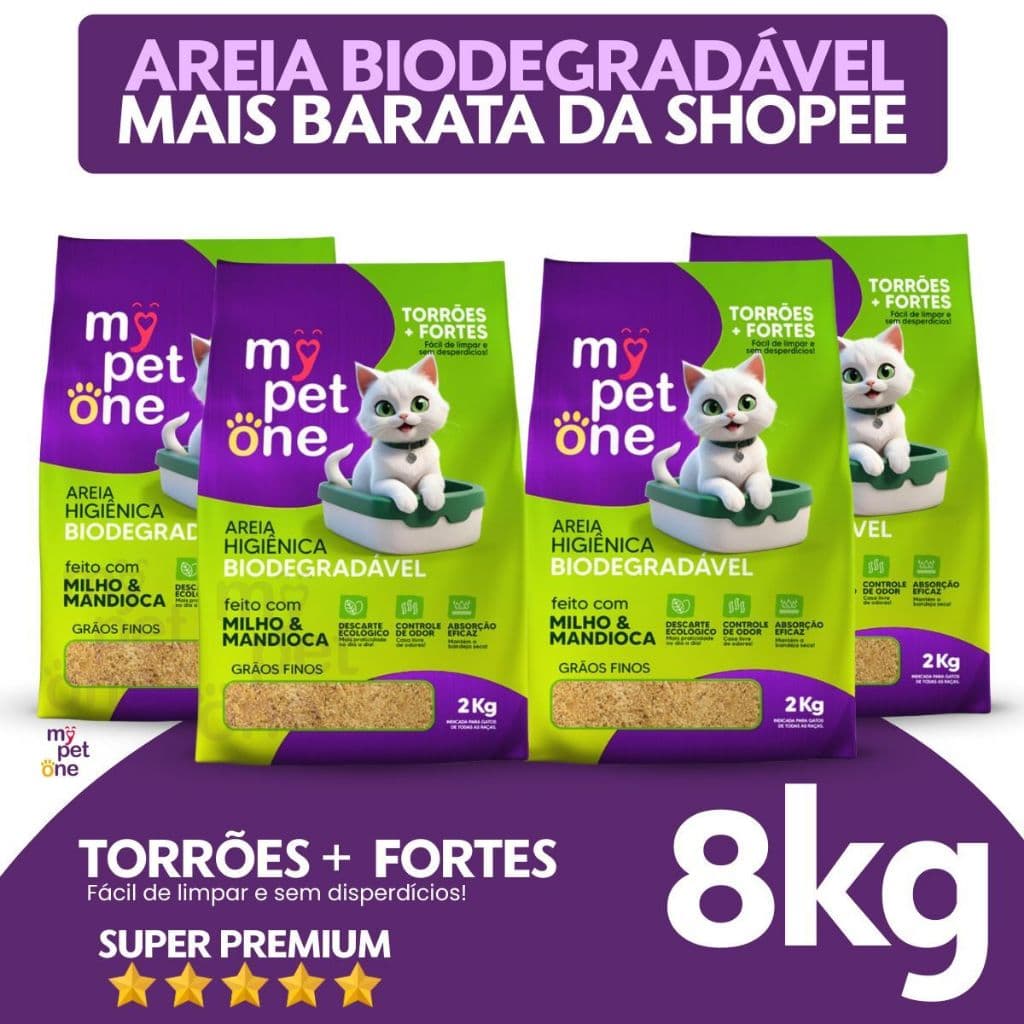 Areia Biodegradável Bio Gold Fina MyPetOne - 2KG