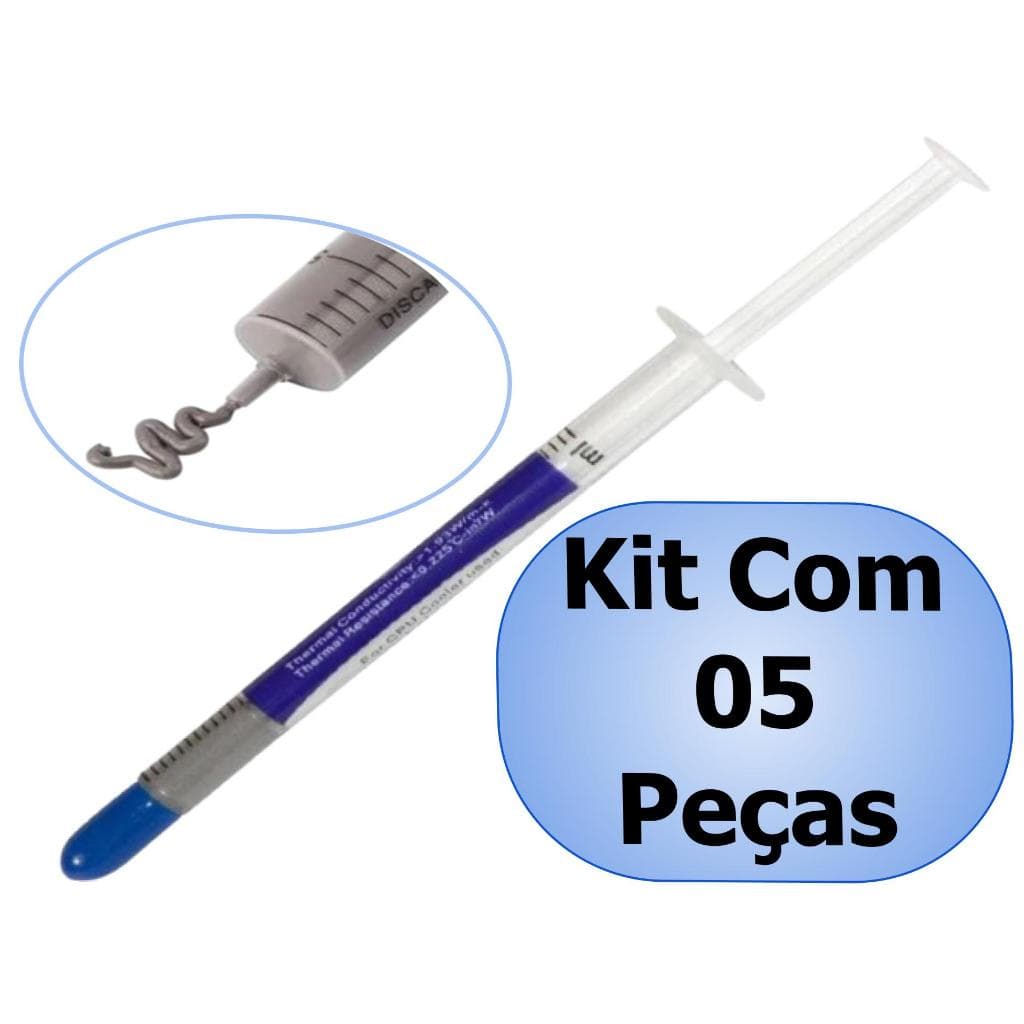 kit C/ 5 Pasta Térmica Hy510 Halnziye 1g Prata Alta Performance