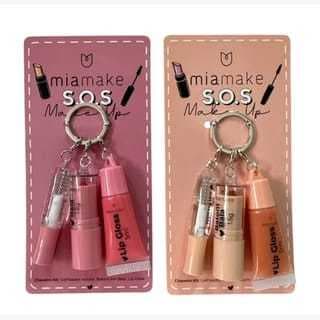 Kit Chaveiro SOS Make Up MiaMake - Batom + Gloss + Gel Fixador