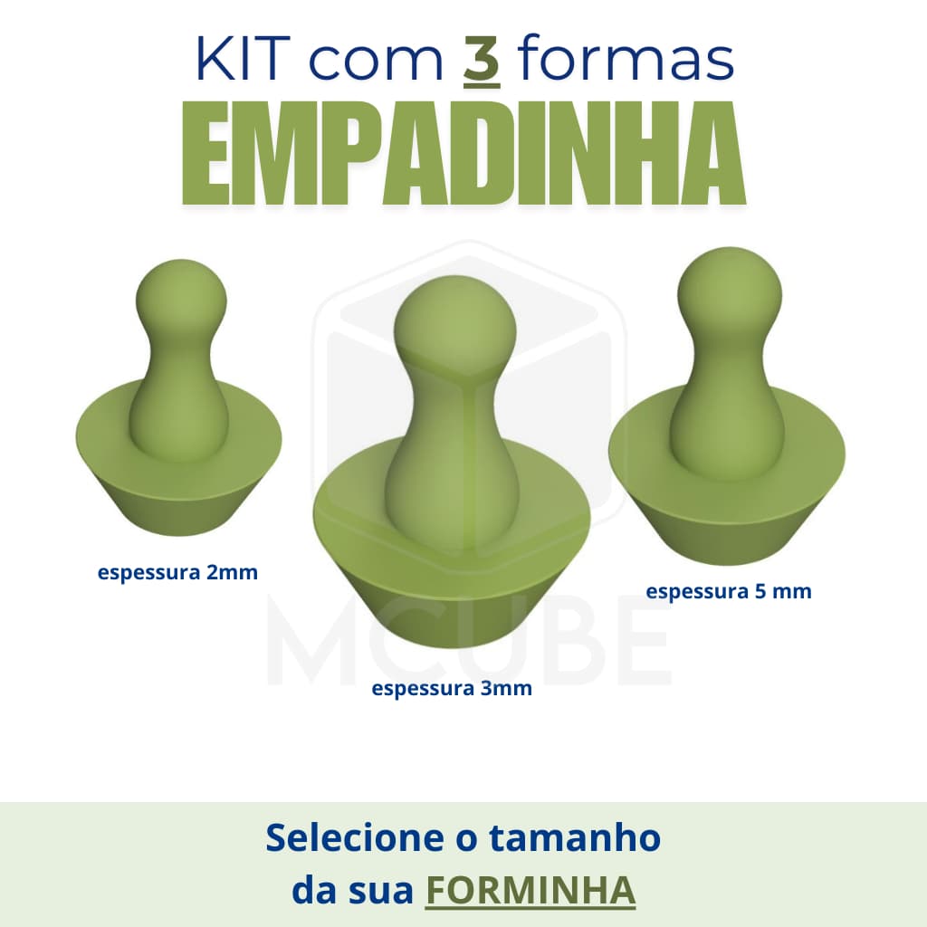 Kit de 3 Moldes Modelador para Empadinha - Várias Medidas