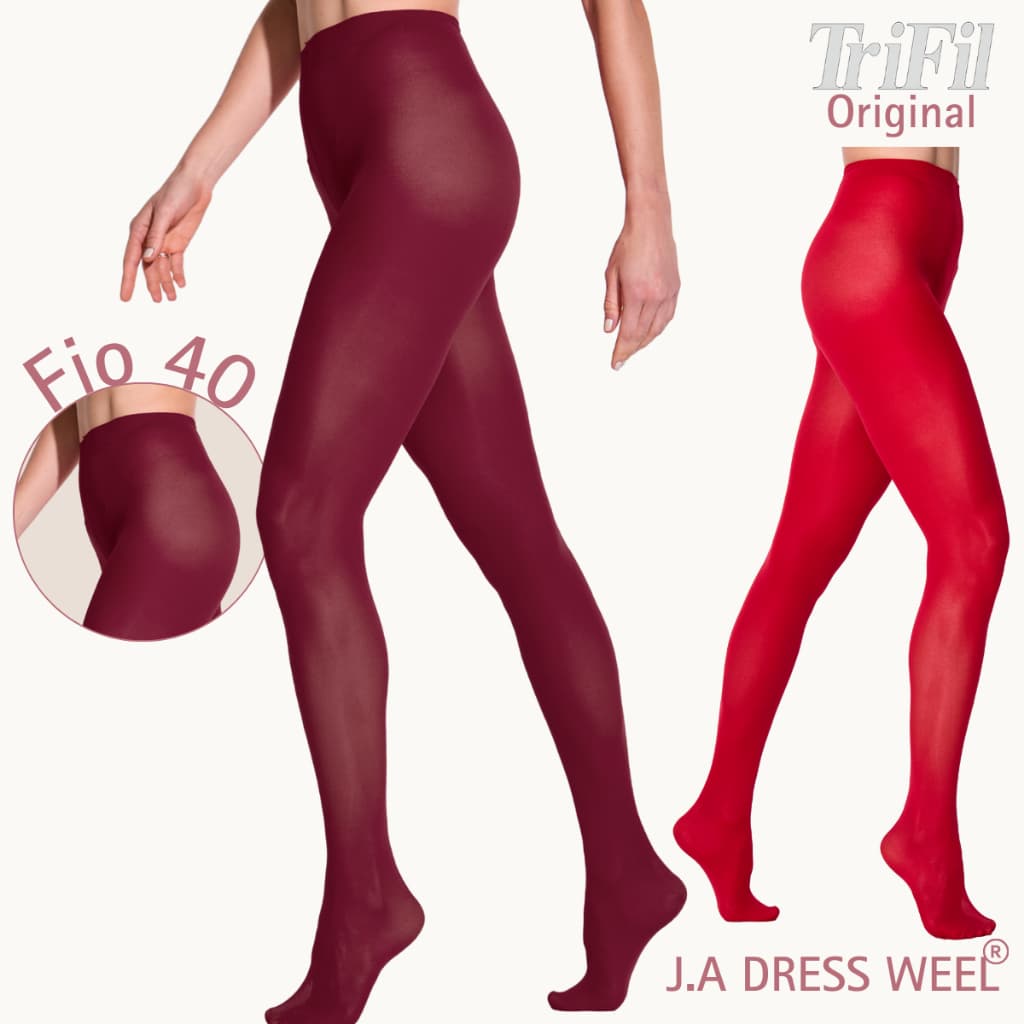 Meia Calça Fio 40 Trifil Opaca Cores Vinho e Vermelha