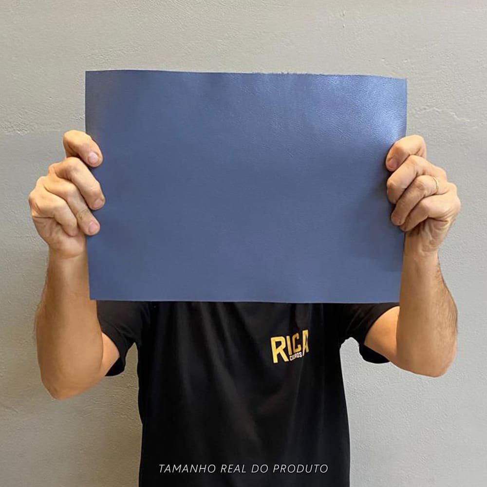 Placa de Couro Genuíno Tipo Fly 25x35cm – Retalho Natural e Macia 10/12 linhas - Cor: Ardósia