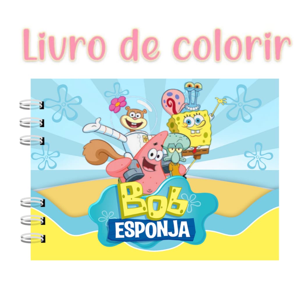 Livro de Colorir BOB ESPONJA Folha Grossa e Capa Dura 180g 50 Páginas