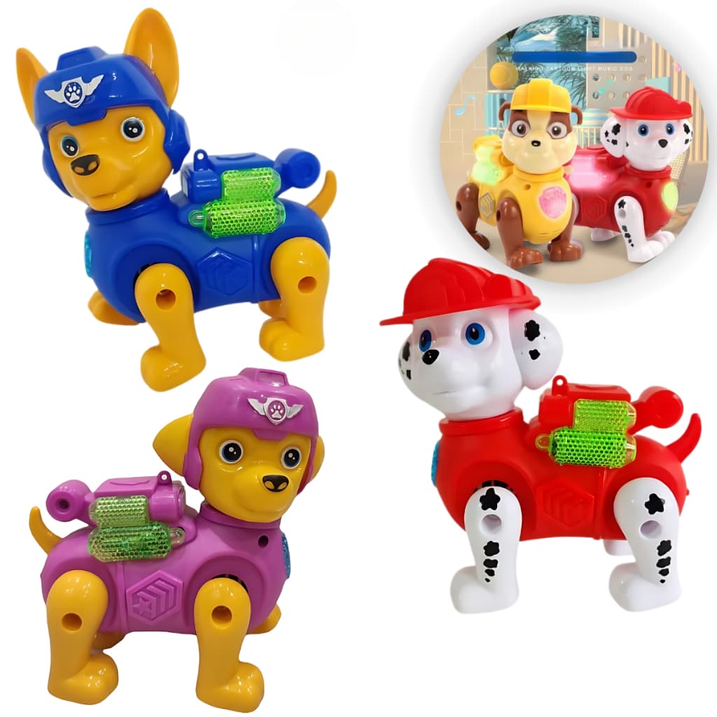 Cachorro Robô Patrulha Canina Infantil com Luzes Som e Movimento Brinquedo Educativo Menino Menina
