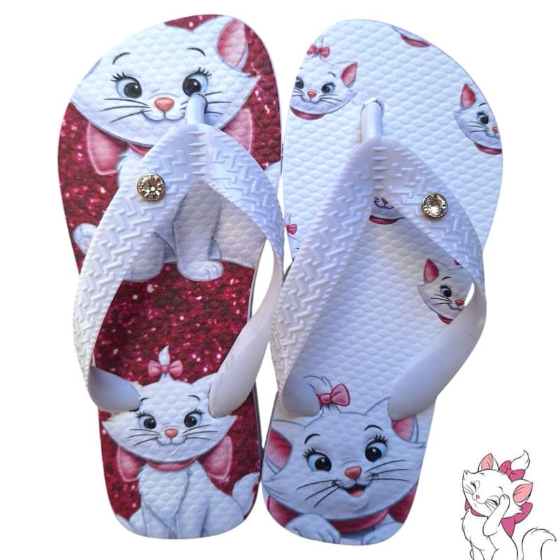 Chinelo Infantil Sandália de Dedo Chinelo Up Chinelos Gatinha Marie