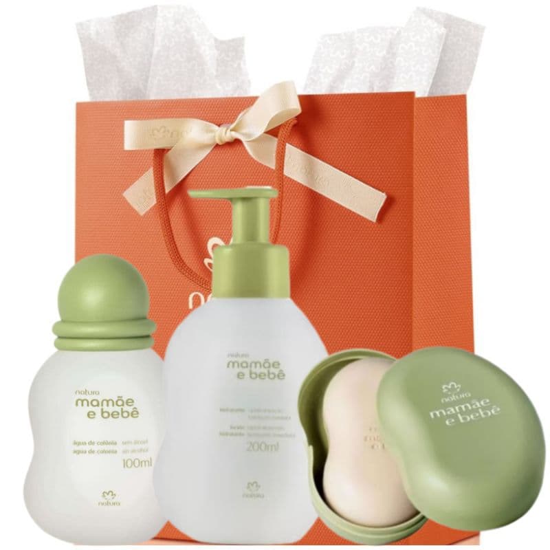 Natura Mamãe e Bebe Kit Colônia 100ml + Hidratante 200ml + sabonete com saboneteira