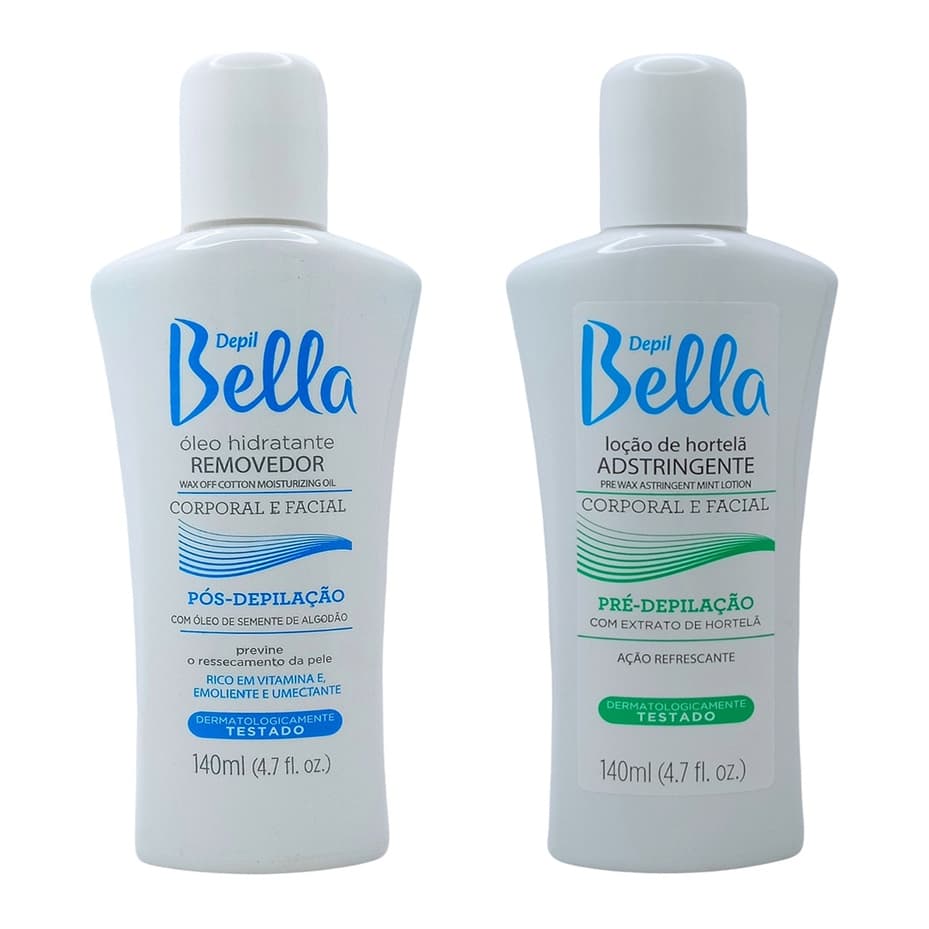 Kit Pre e Pos Depilação C/ Loção + Óleo Depil Bella 140ml