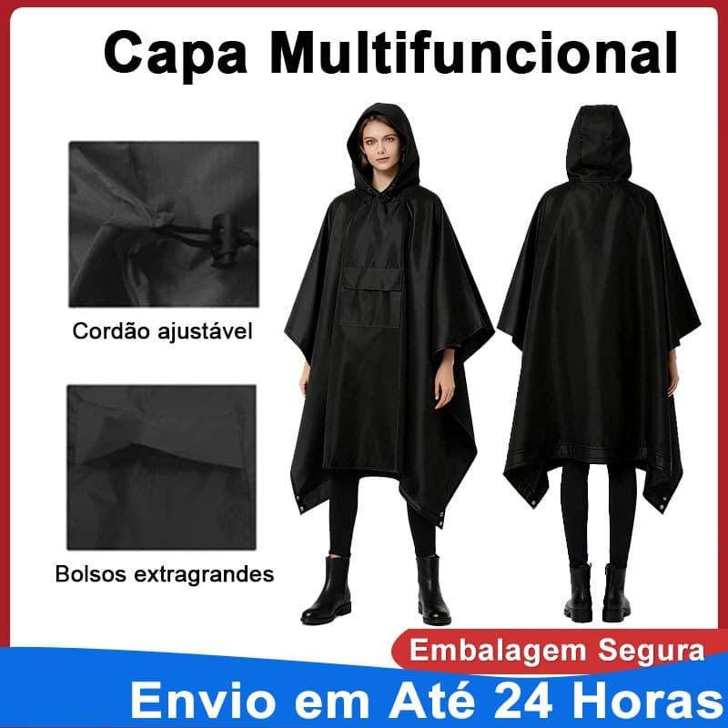 Capa de chuva impermeável leve com capuz para Caminhada, Poncho ao ar livre