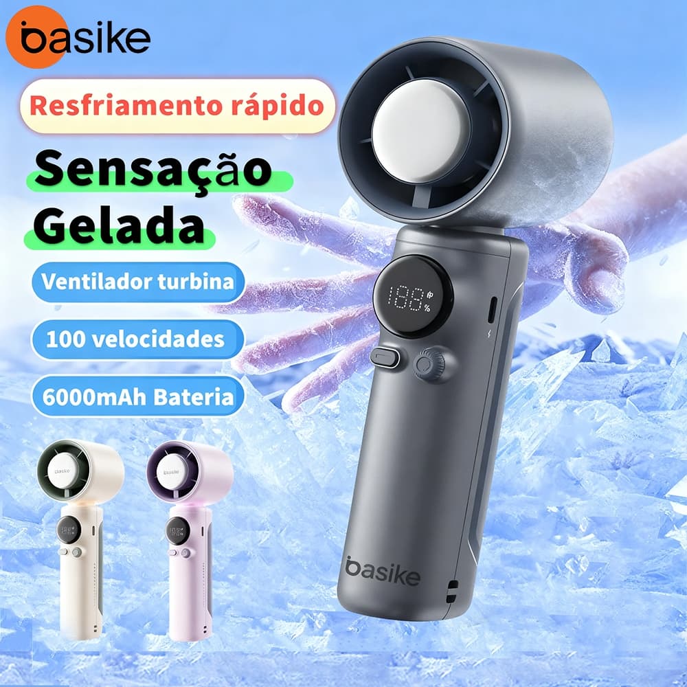 Basike Ventilador Portátil Turbo 100 níveis Vento Forte Mini De Alta Velocidade Grande Capacidade Da Bateria Display LED