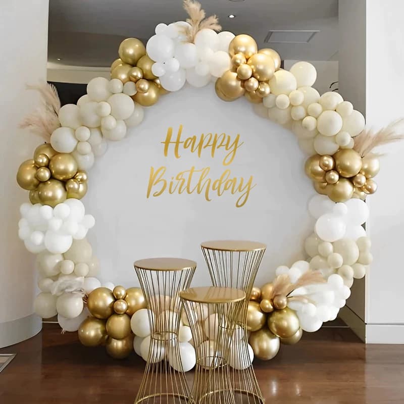 Kit 185 Balões Bege + Branco + Dourado N°5 e 9 Metalizado - Balão Bexiga Liso/Cromado Para Festas