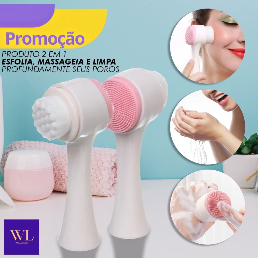KIT 1/2/4/6 Escova Limpeza Facial 2 em 1 Massagem Limpeza de Pele Cravos Acne Portátil Cerdas Macias Poros Silicone - WL