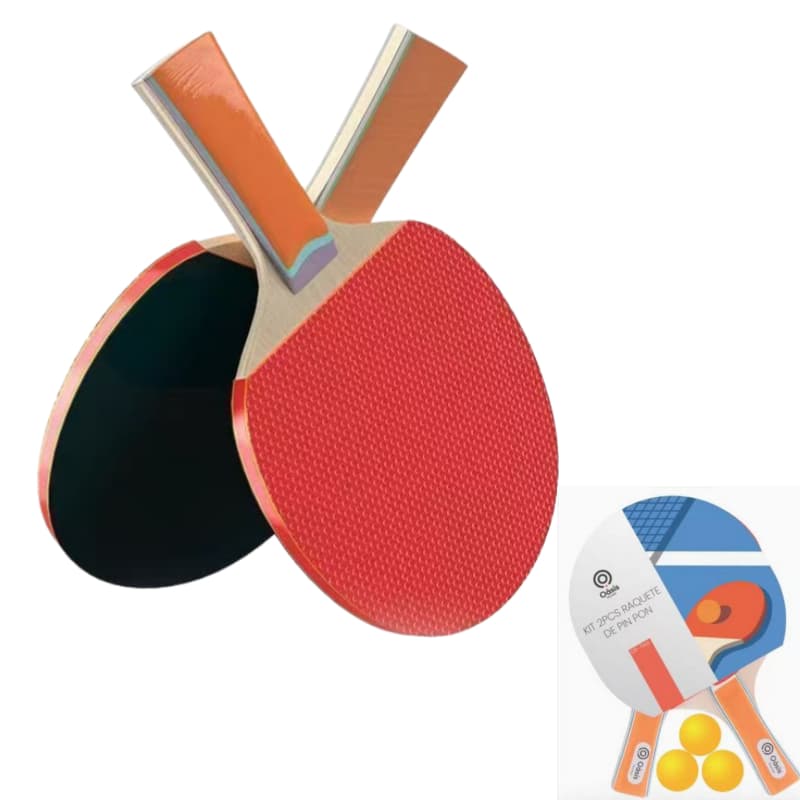 Kit Completo de Raquetes de Tênis de Mesa (Ping Pong) - 2 Raquetes + 3 Bolas jogar em casa