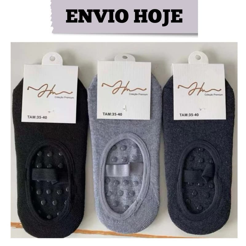 Meia Pilates Lisa Antiderrapante Preta Unissex 35/40 | Conforto p/ Yoga, Academia e Hidroginástica”